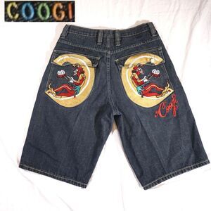 COOGI Jean Shorts Jorts Embroidered Logo Pocket Patch Vintage Joker